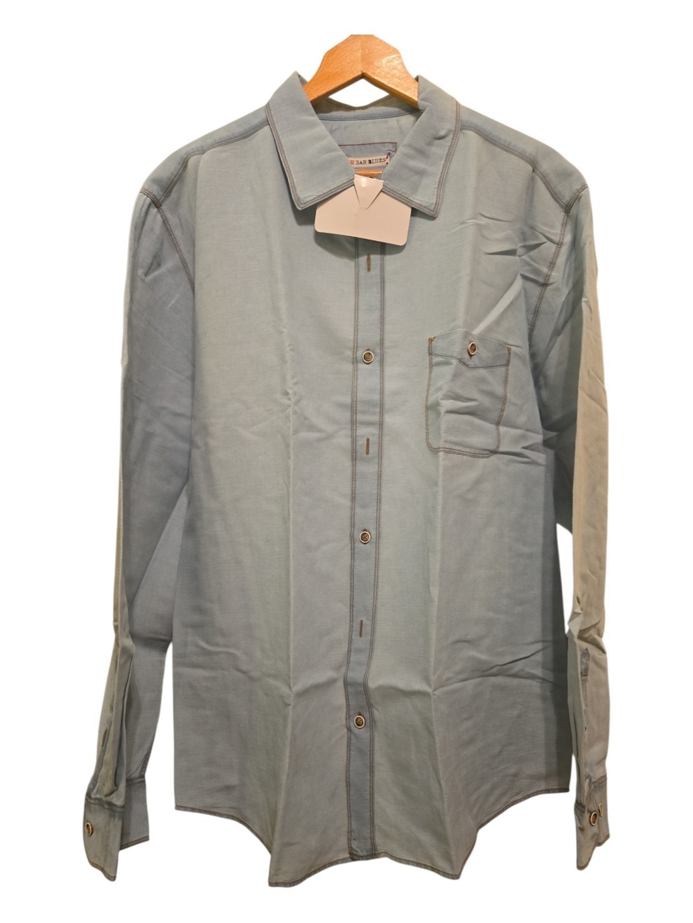 32 Bar Blues Men's Long Sleeve Light Blue Button-Up Shirt